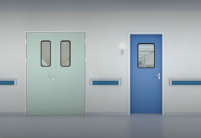 Porte et fenêtre de salle blanche